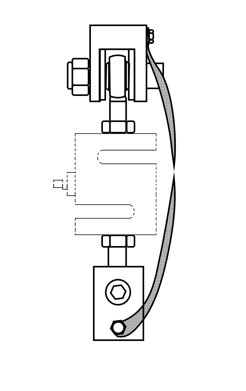 Graphical representation of the DM-18 tension weighing load cell mount assembly